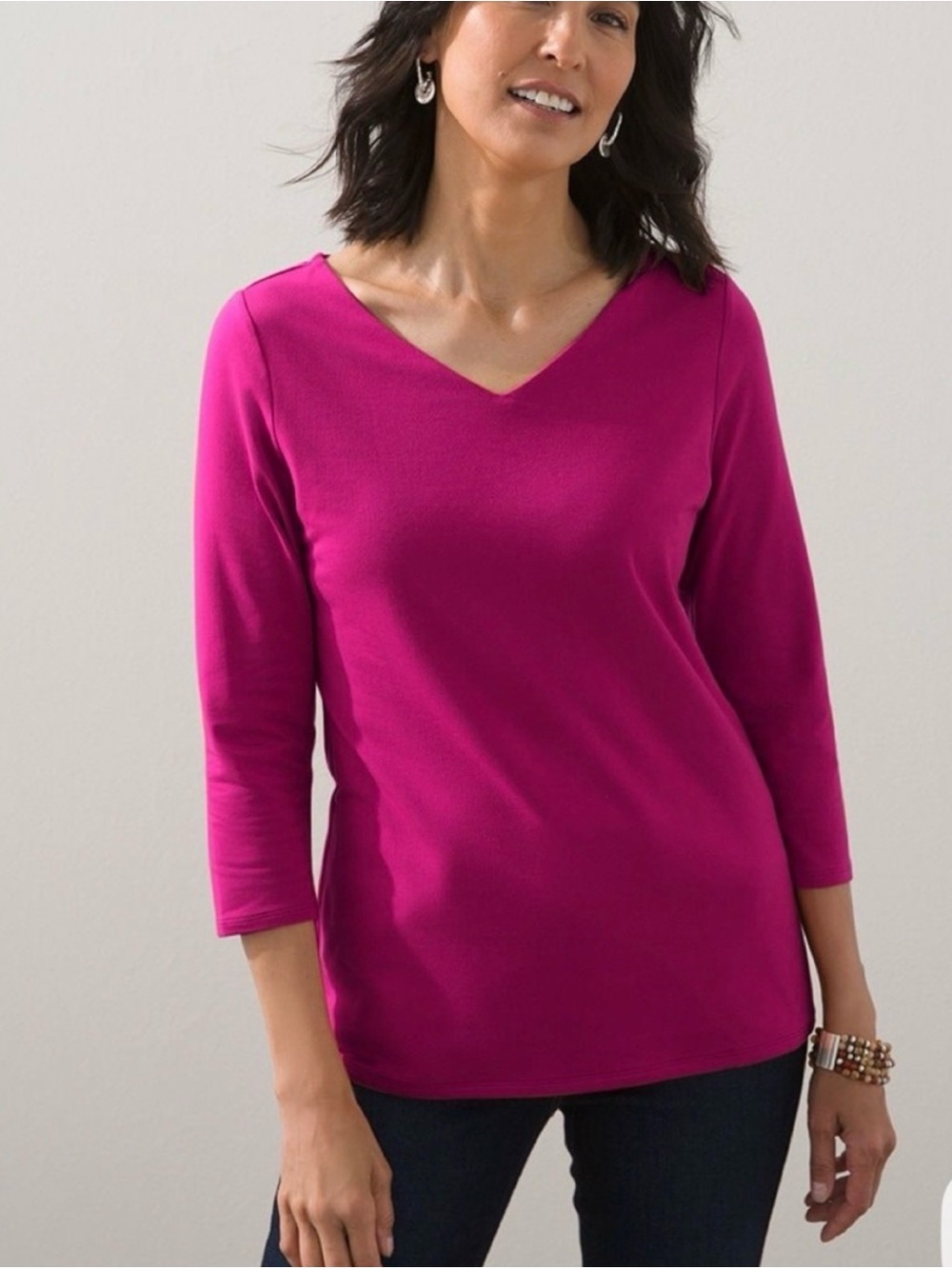 Chico's Touch of Cool V-Neck 3/4 Sleeve Tee